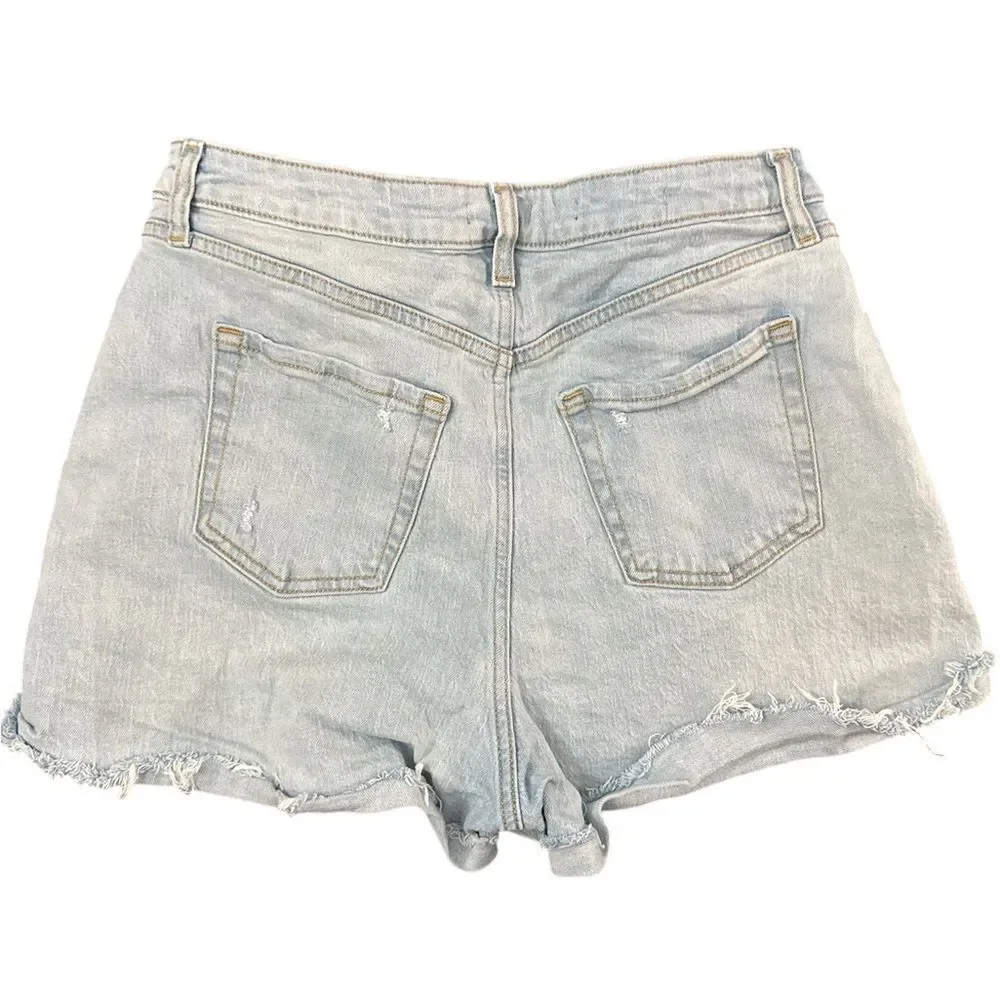 Wild Fable Super High Rise Rolled Cuff Denim Shorts Distressed Light Wash 10